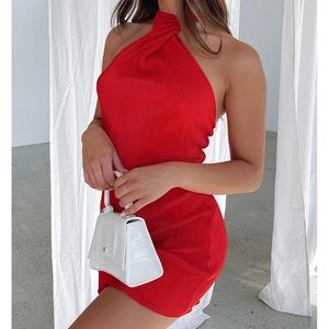 White Fox Boutique Red halter neck dress